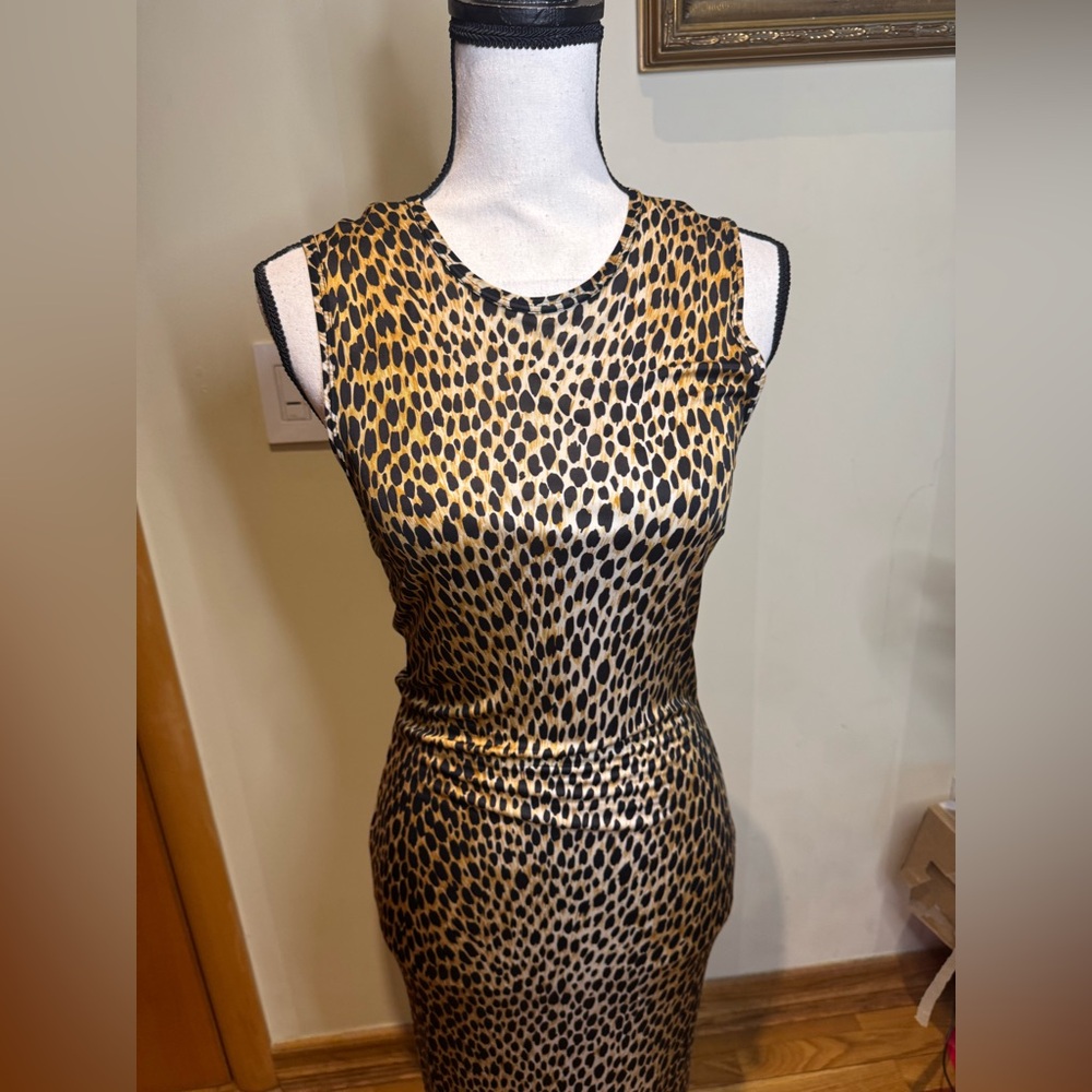 Dolce & Gabbana leopard print stretch pencil dress 46 USA Sz 10 - Picture 7 of 16